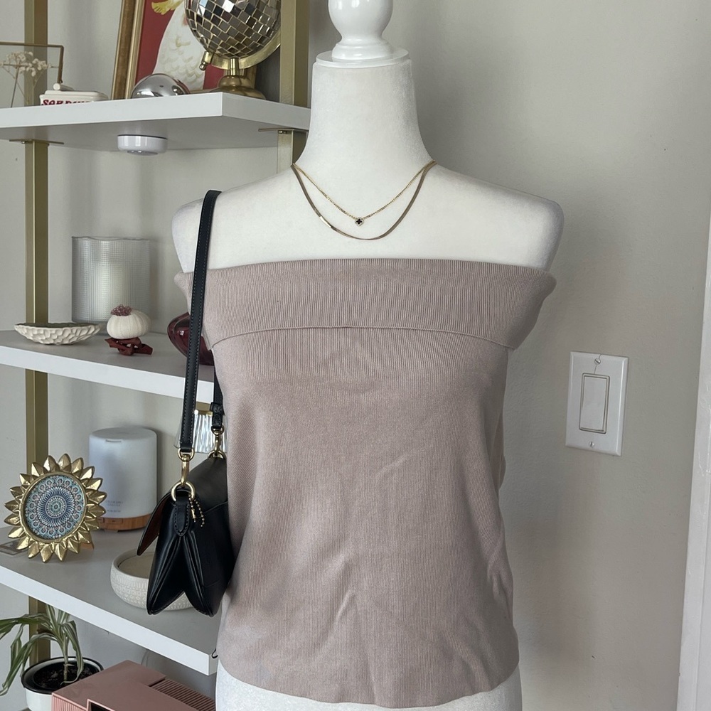 H&M Ribbed Off-Shoulder Top in Cream Size XL